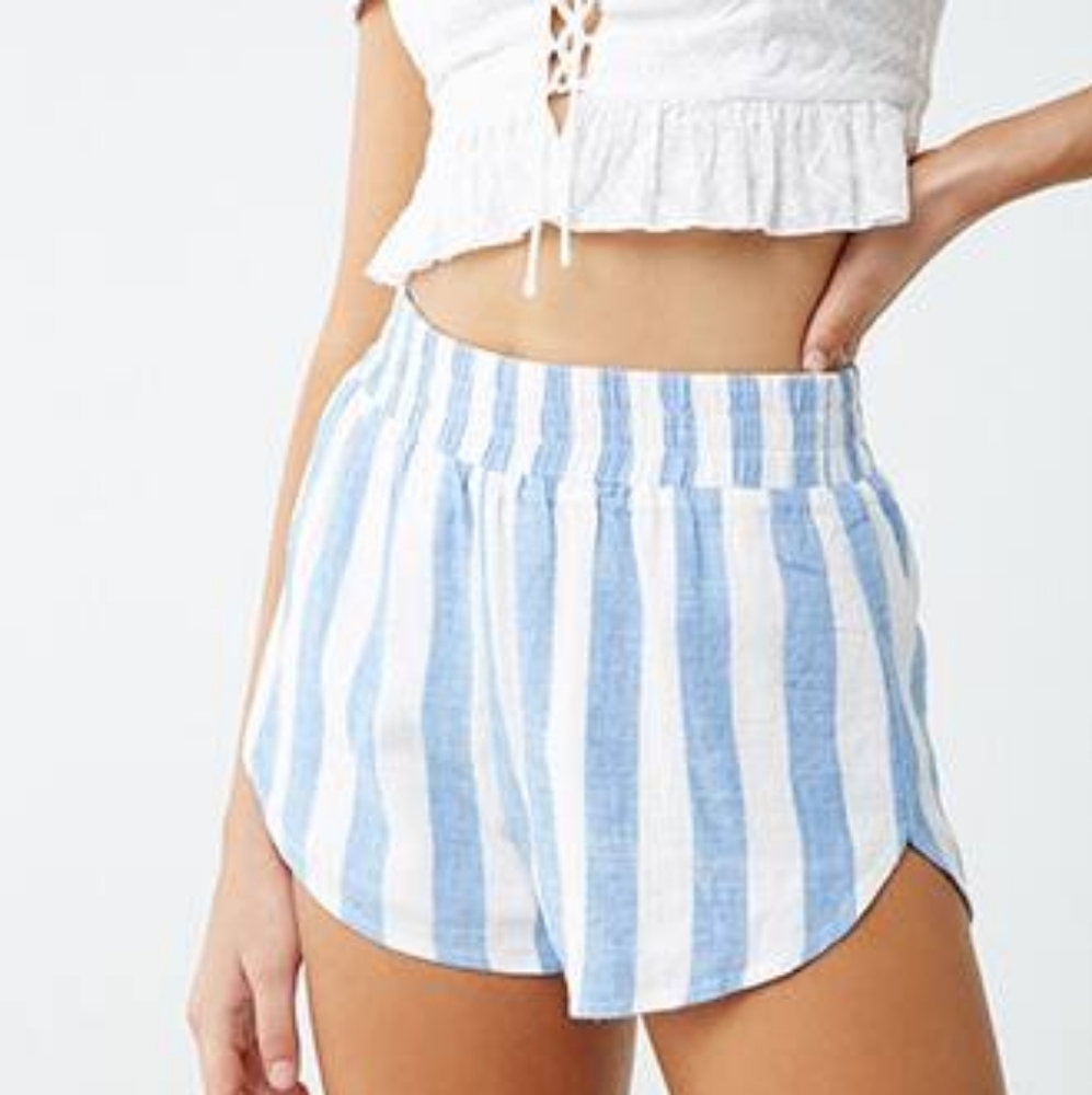 Striped Linen Blend Shorts